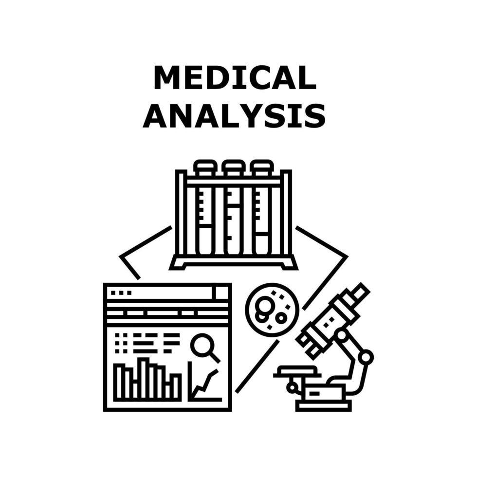 illustrazione nera del concetto di vettore di analisi medica