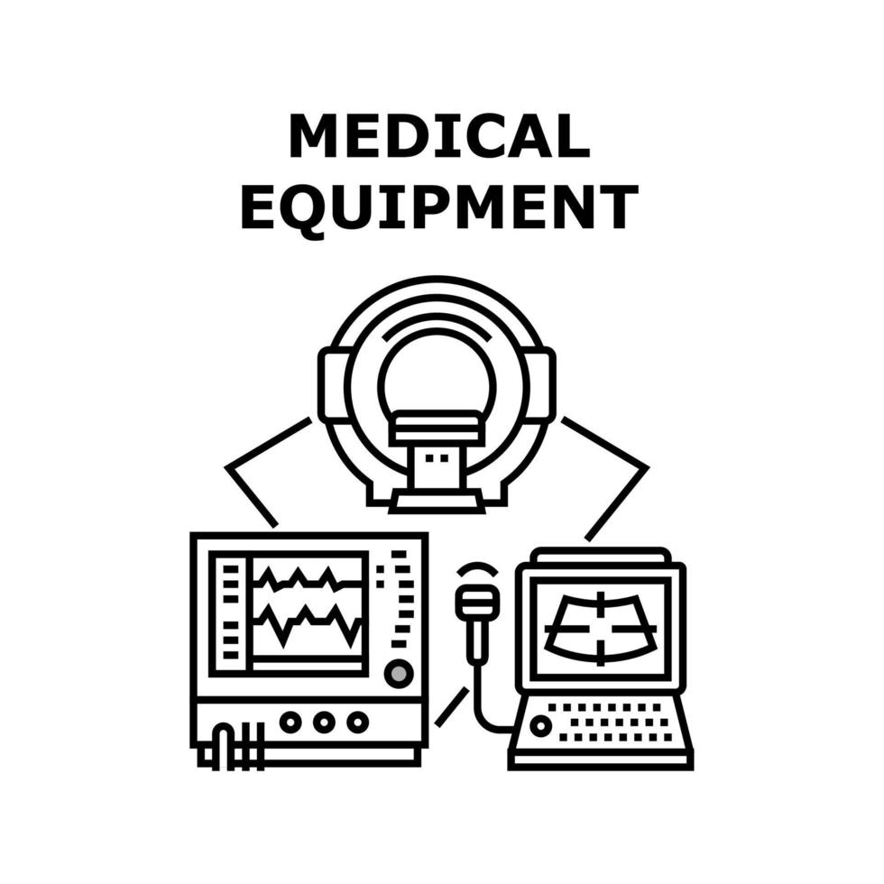 illustrazione nera del concetto di attrezzatura medica vettore