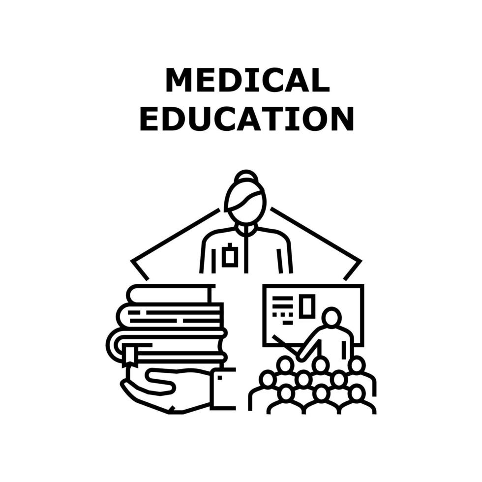 illustrazione nera del concetto di educazione alla medicina vettore