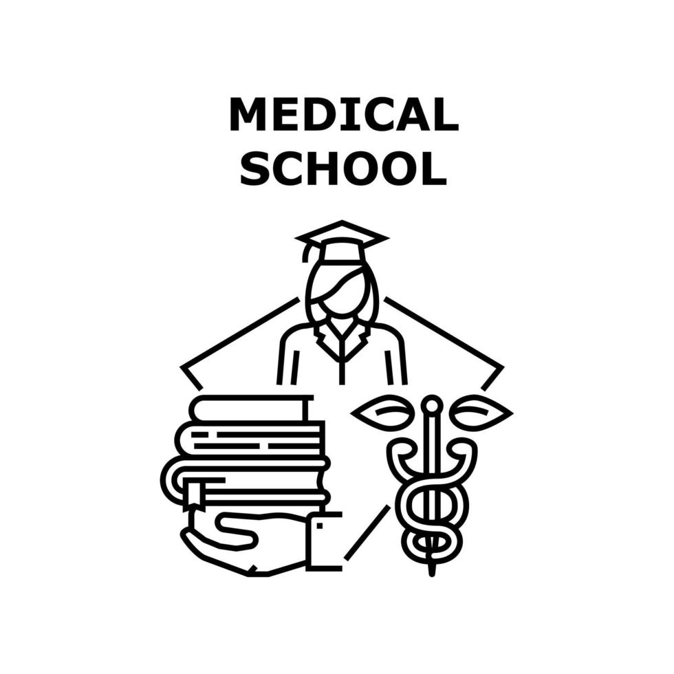 illustrazione nera del concetto di vettore della scuola medica
