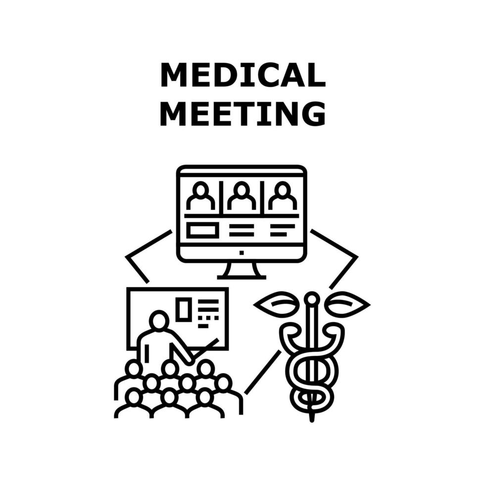illustrazione nera del concetto di vettore di riunione medica