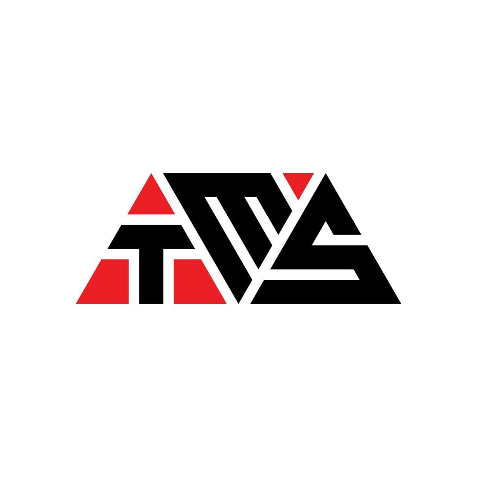 design del logo della lettera triangolare tms con forma triangolare. monogramma design logo triangolo tms. modello di logo vettoriale triangolo tms con colore rosso. logo triangolare tms logo semplice, elegante e lussuoso. tms