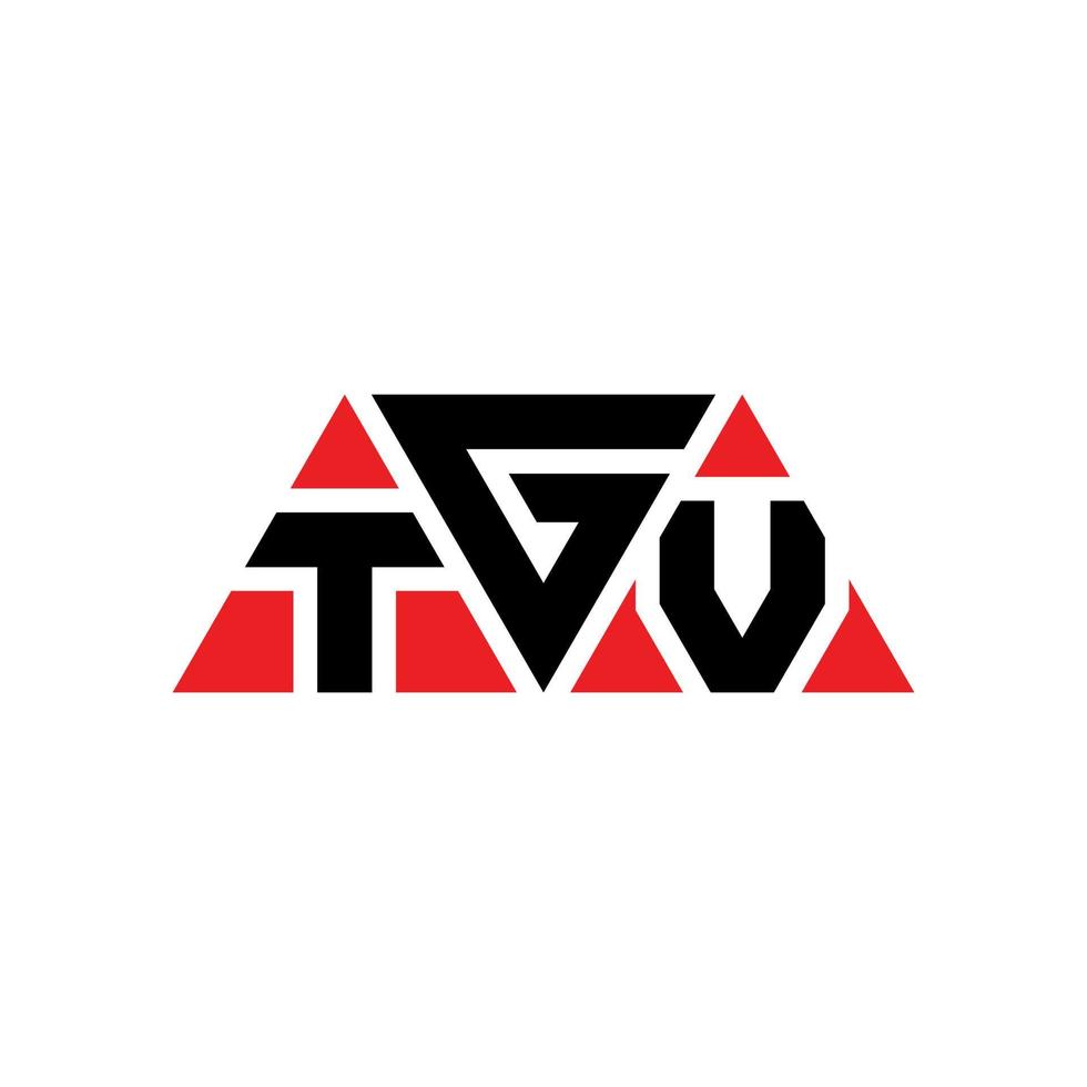 design del logo della lettera del triangolo tgv con forma triangolare. tgv triangolo logo design monogramma. modello di logo vettoriale triangolo tgv con colore rosso. logo triangolare tgv logo semplice, elegante e lussuoso. tv