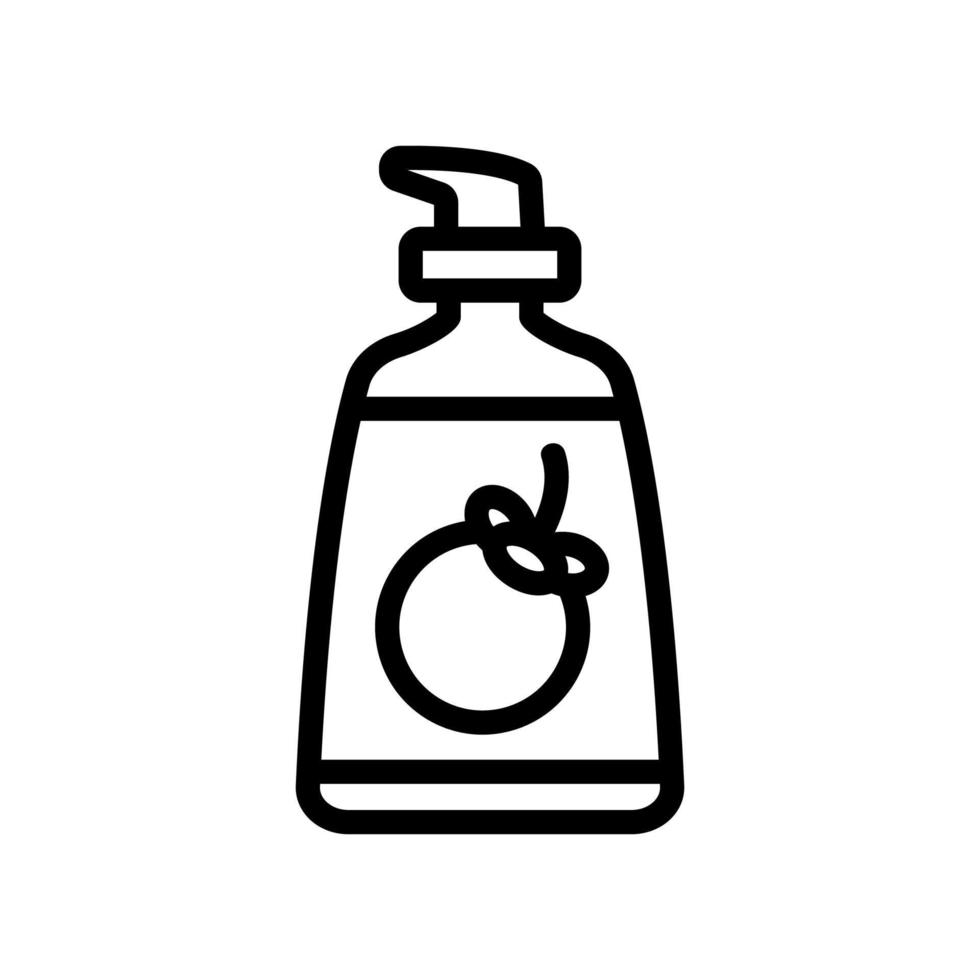 illustrazione del contorno vettoriale dell'icona della bottiglia di sopa liquida al mangostano
