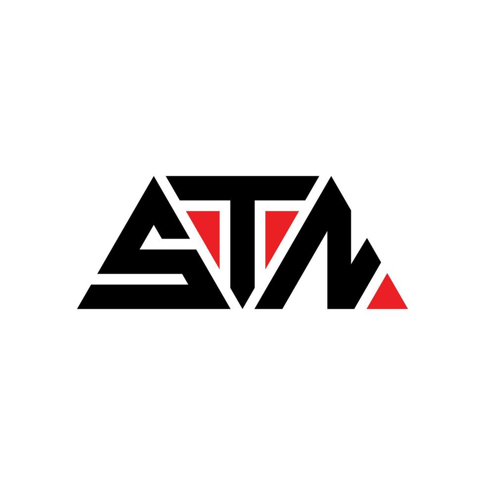 stn triangolo logo design lettera con forma triangolare. monogramma di design del logo del triangolo stn. modello di logo vettoriale triangolo stn con colore rosso. stn logo triangolare logo semplice, elegante e lussuoso. stn