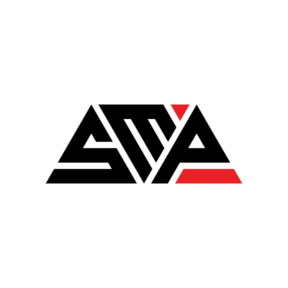 design del logo della lettera triangolare smp con forma triangolare. monogramma di design del logo del triangolo smp. modello di logo vettoriale triangolo smp con colore rosso. logo triangolare smp logo semplice, elegante e lussuoso. smp