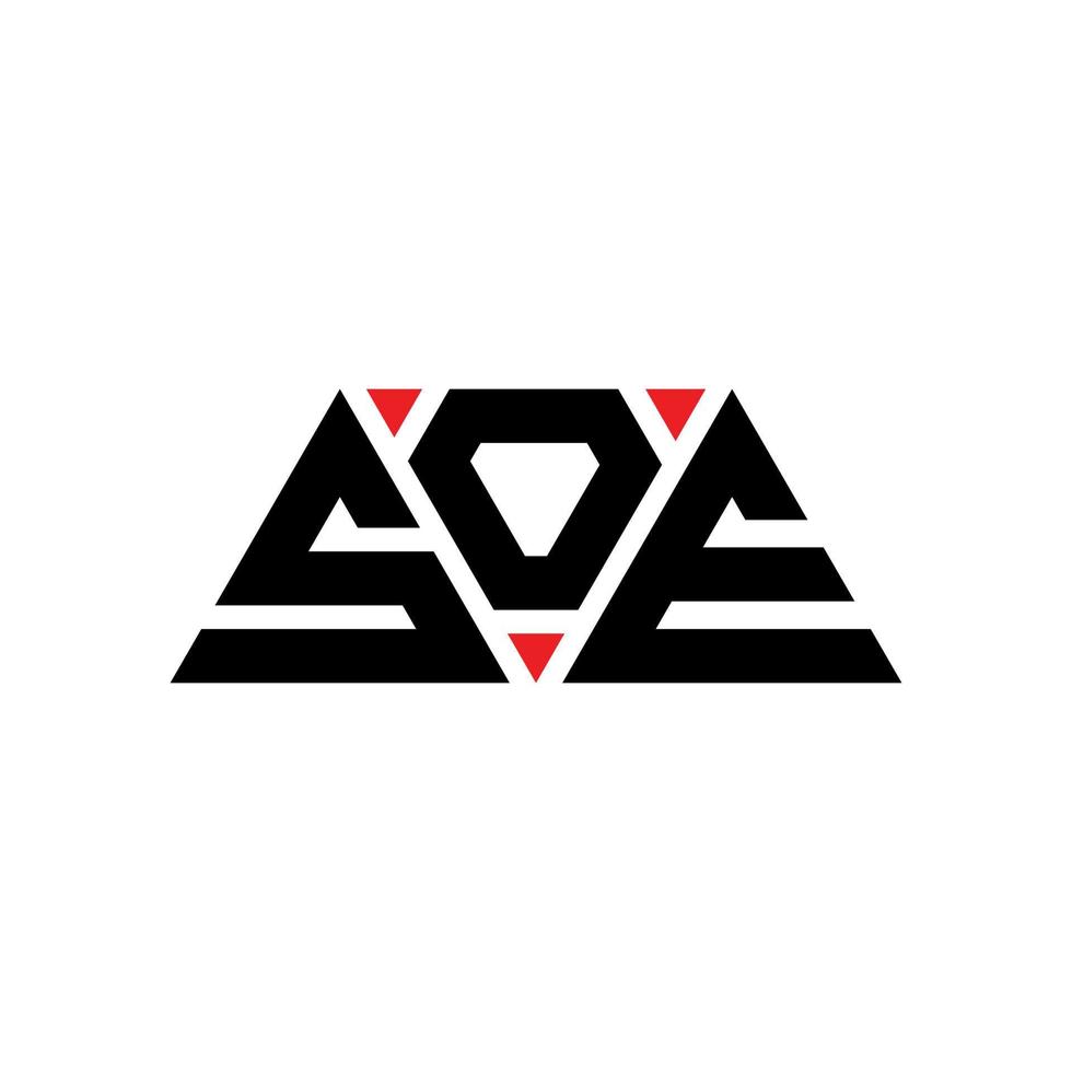 design del logo della lettera triangolare soe con forma triangolare. monogramma di design del logo del triangolo soe. modello di logo vettoriale triangolo soe con colore rosso. logo triangolare soe logo semplice, elegante e lussuoso. così