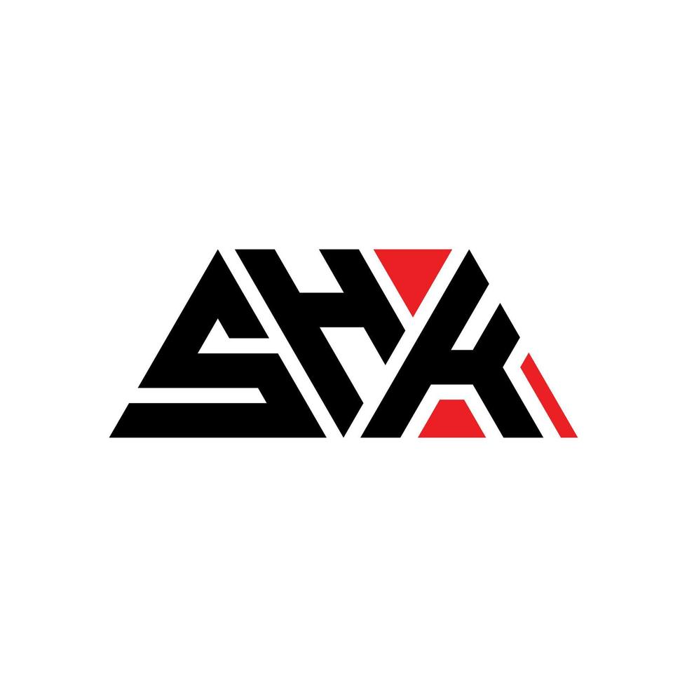 shk triangolo lettera logo design con forma triangolare. shk triangolo logo design monogramma. modello di logo vettoriale triangolo shk con colore rosso. shk logo triangolare logo semplice, elegante e lussuoso. shk