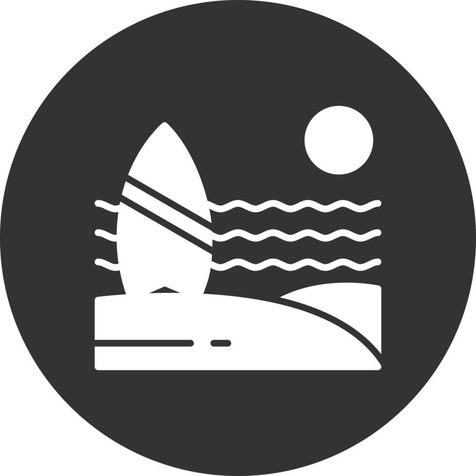 icona glifo invertito surf vettore