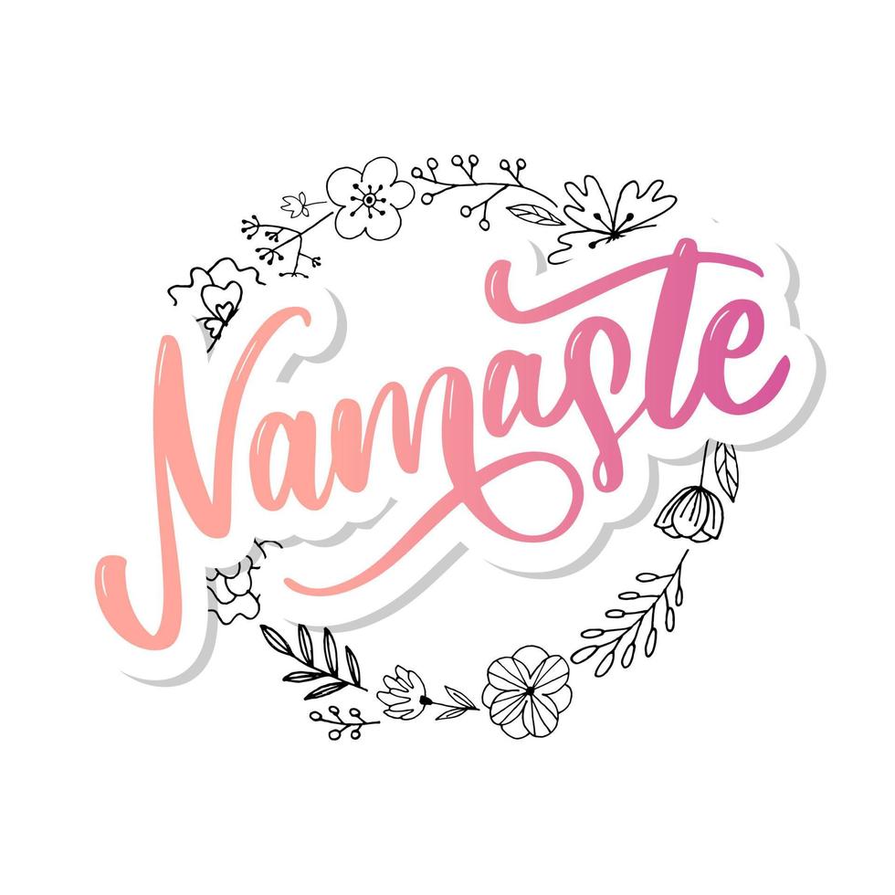 scritte vettoriali. poster calligrafico con frase - namaste. citazione disegnata a mano. illustrazione vettoriale