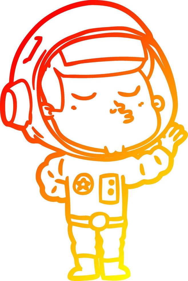 caldo gradiente di disegno cartone animato astronauta fiducioso vettore