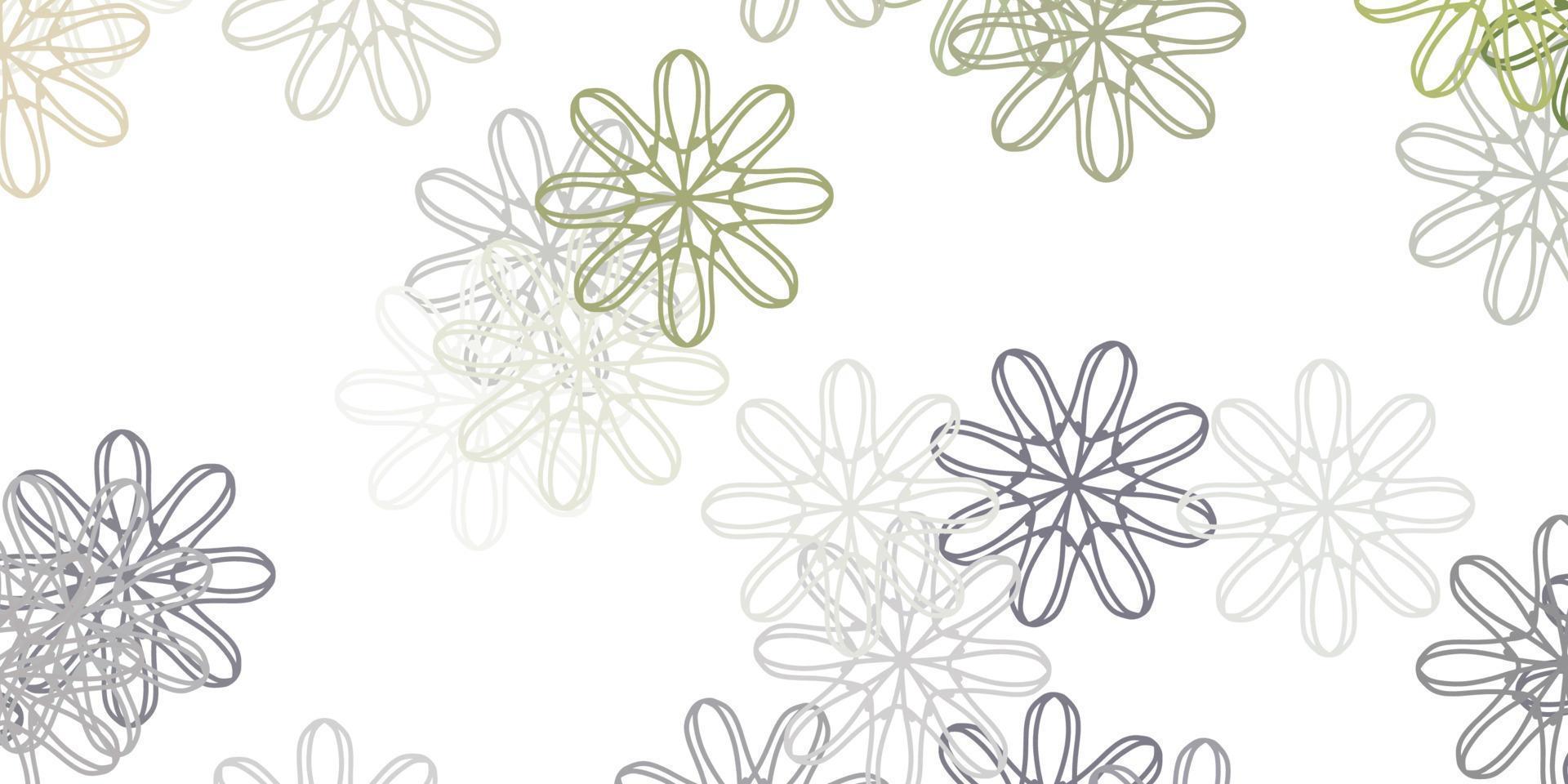 struttura di doodle di vettore grigio chiaro con fiori.