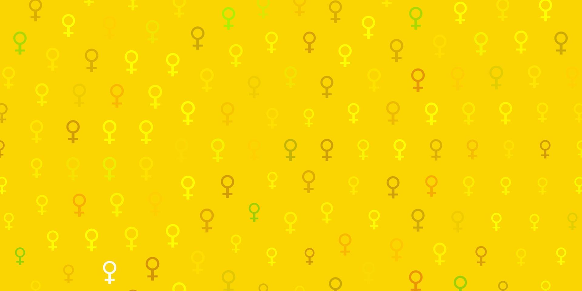 modello vettoriale verde chiaro, giallo con segni di donna d'affari.
