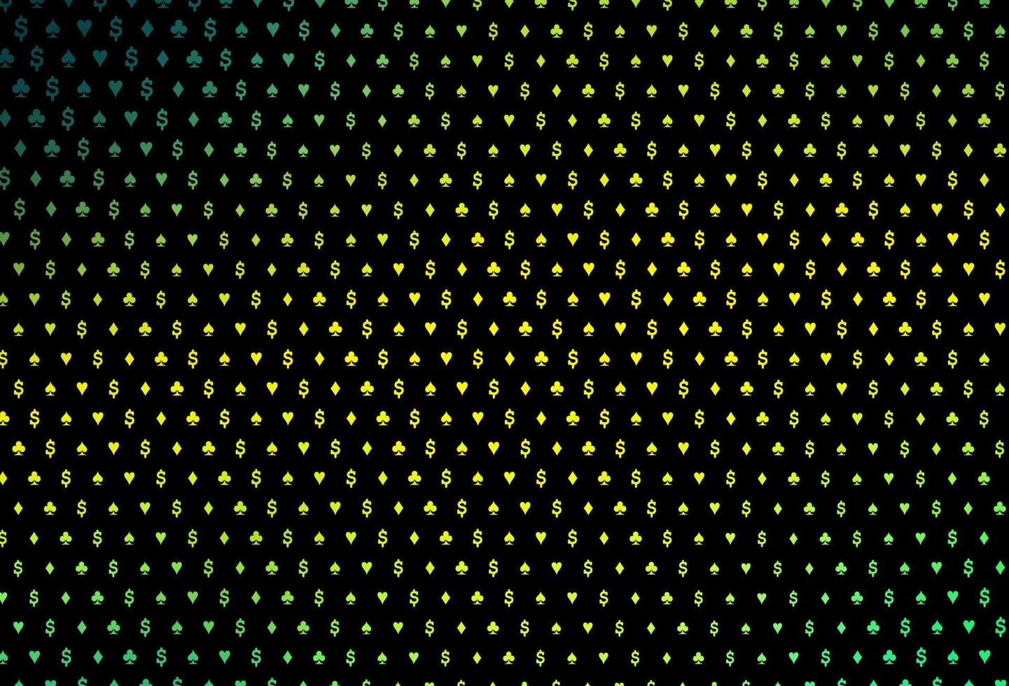 sfondo vettoriale verde scuro, giallo con segni di carte.