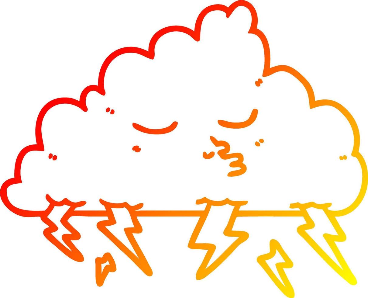 nuvola di tempesta del fumetto di disegno a linea a gradiente caldo vettore