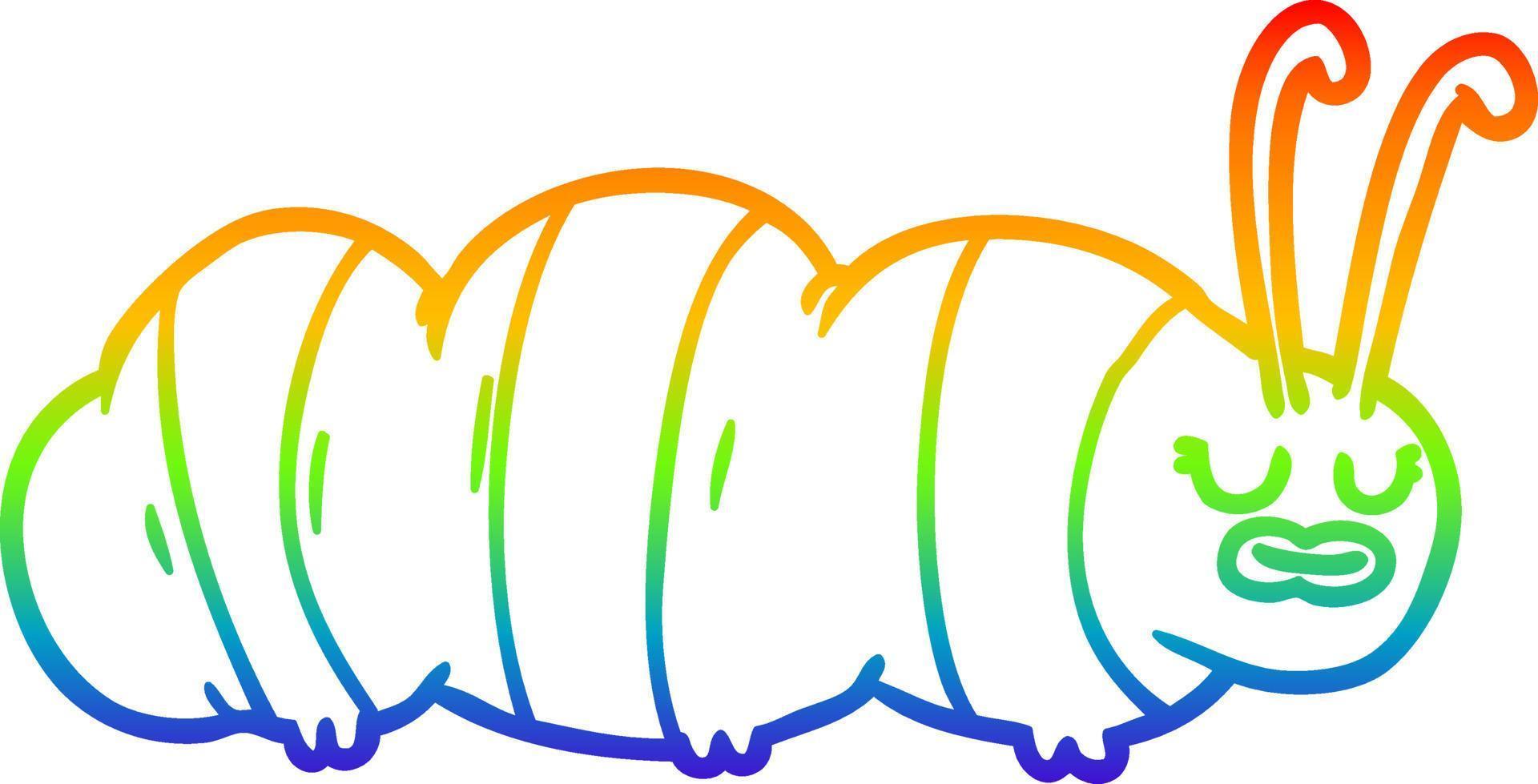 arcobaleno gradiente linea disegno divertente cartone animato bug vettore