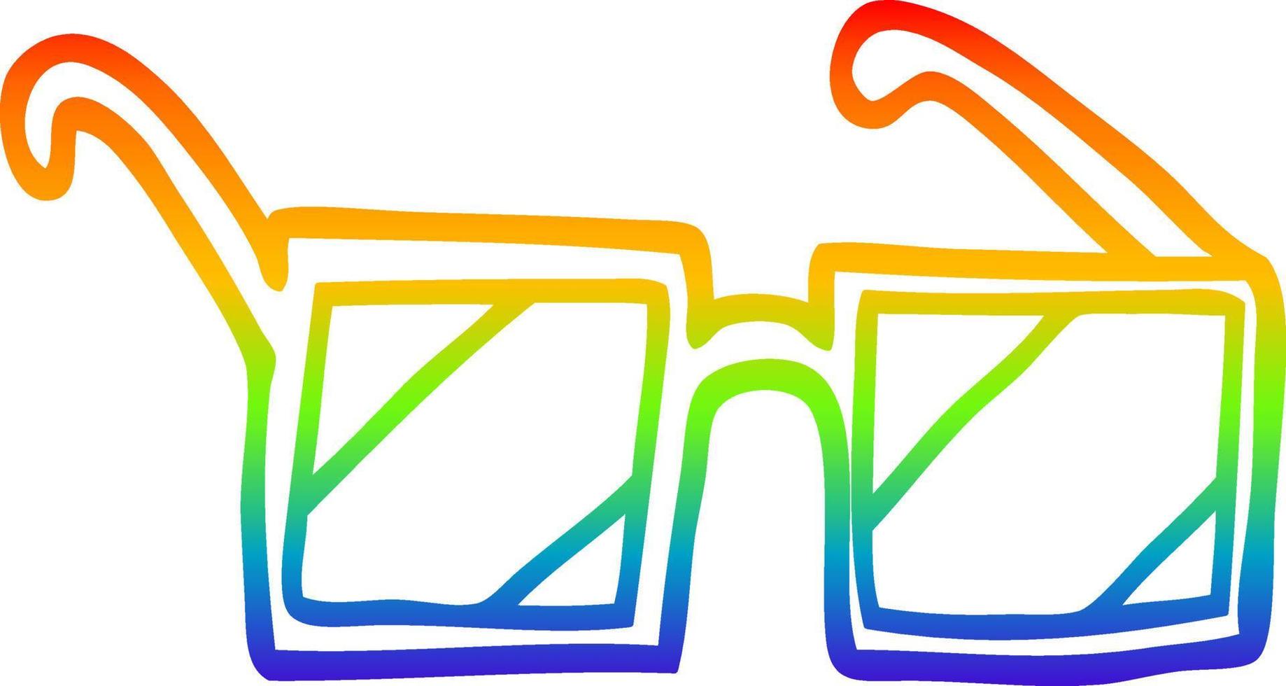 arcobaleno gradiente linea disegno cartone animato occhiali quadrati vettore