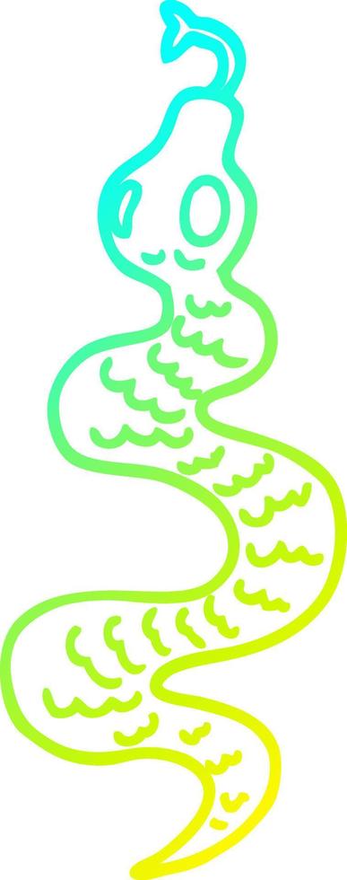 serpente verde del fumetto del disegno della linea a gradiente freddo vettore