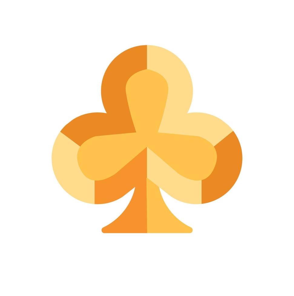 icona piatta simbolo della carta da gioco in oro a forma di trifoglio vettore