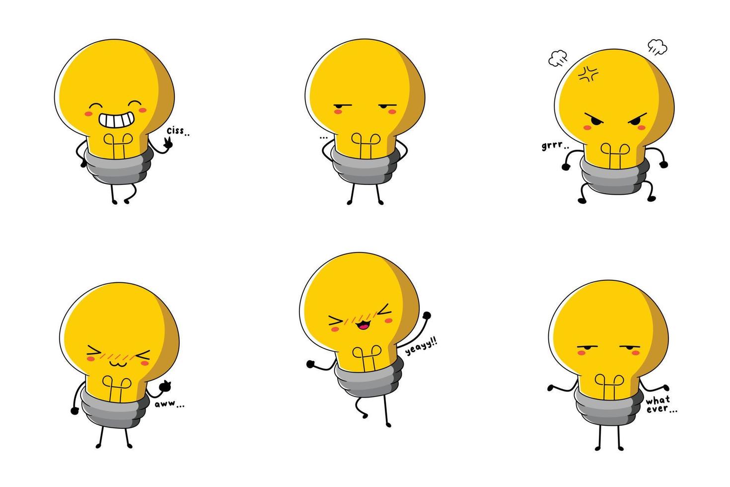 illustrazione vettoriale di emoji carino lampadina