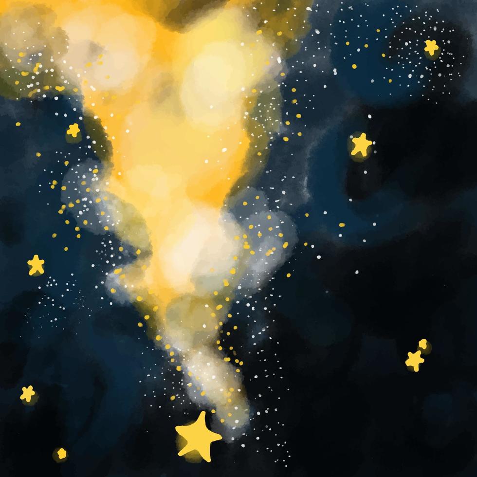 bellissimo cielo stellato paesaggio stelle della via lattea astratto dipinto a mano acquerello spazio galassia vettore