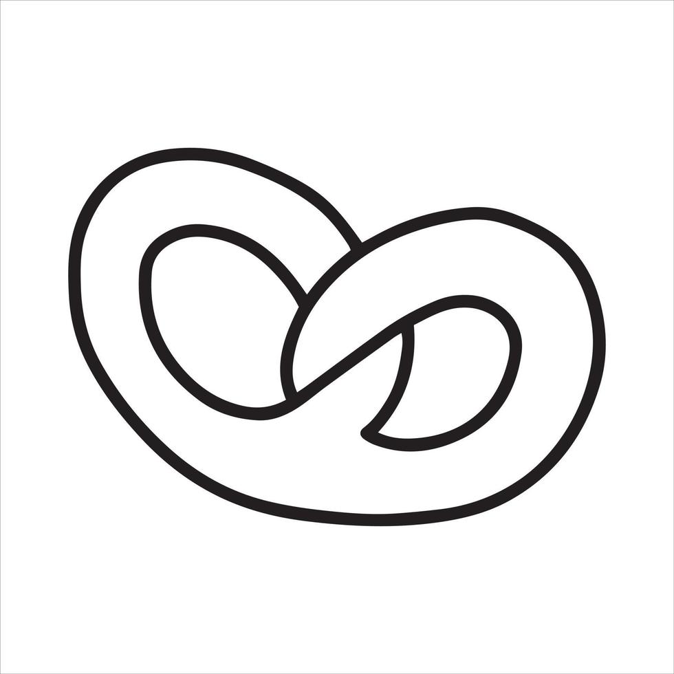 disegno vettoriale in pretzel in stile doodle. semplice disegno a tratteggio di pretzel, cottura. illustrazione in bianco e nero