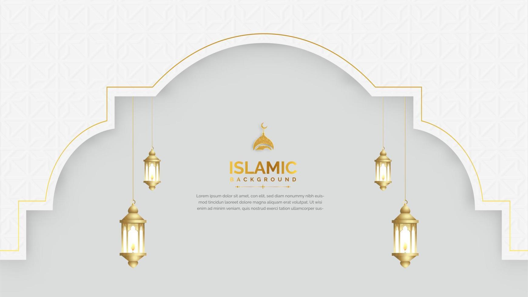 bandiera islamica con sfondo bianco e decorazione a motivo islamico vettore