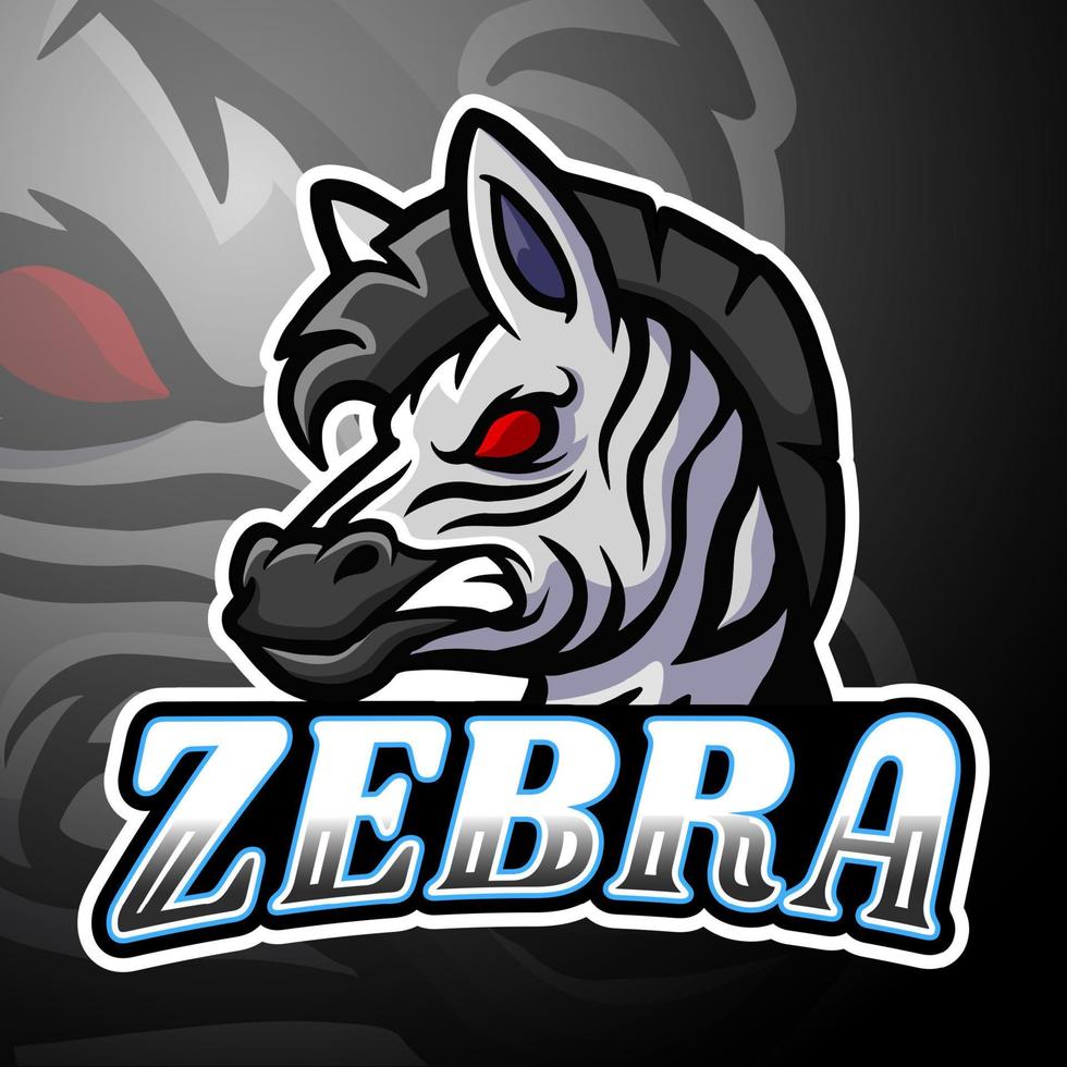 design della mascotte del logo zebra esport vettore