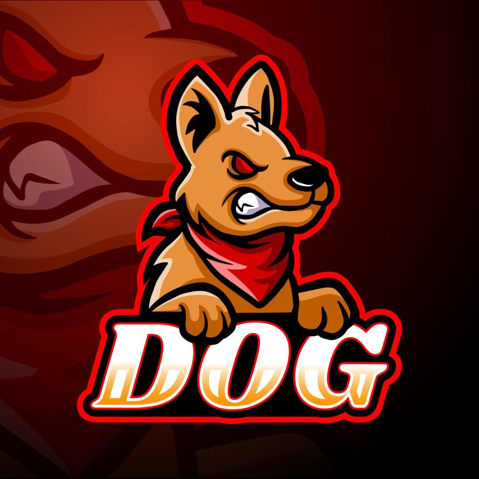 disegno della mascotte del logo esport del cane vettore