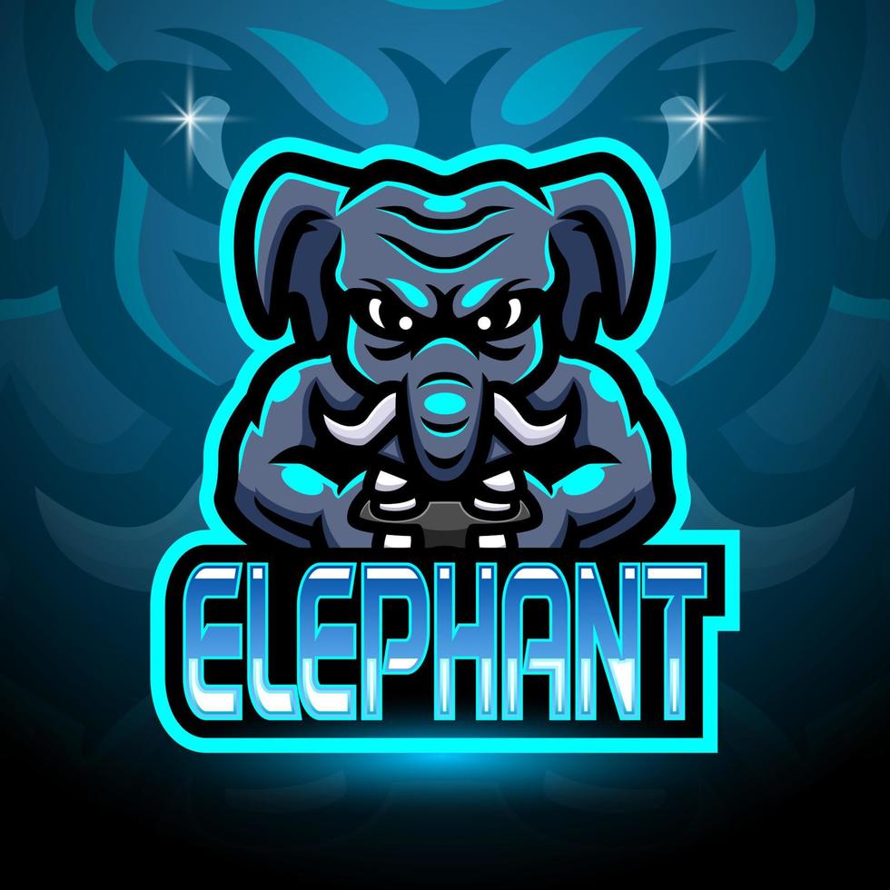 design della mascotte del logo esport dell'elefante vettore