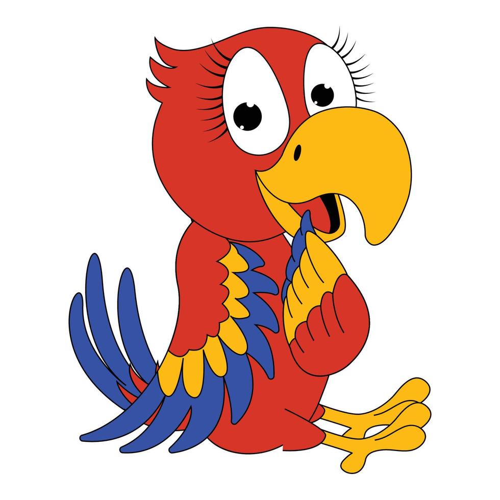 grafica del fumetto dell'uccello del pappagallo carino vettore