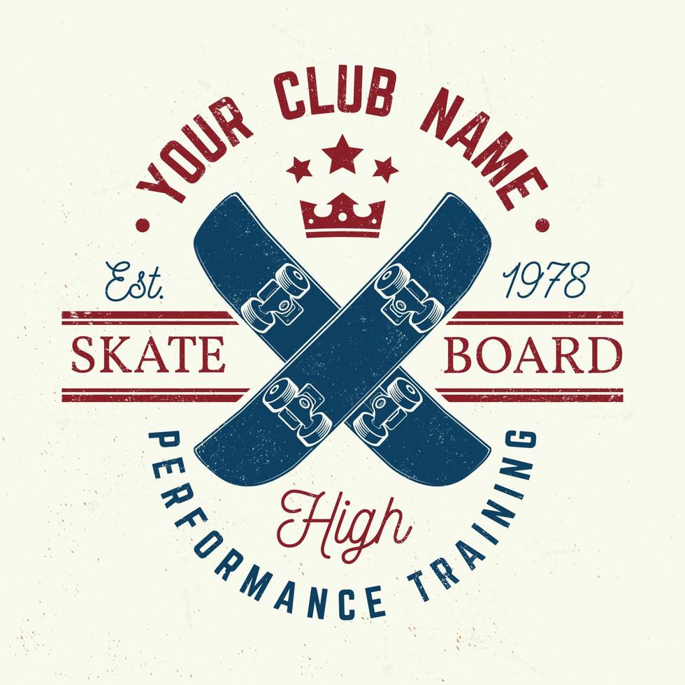 distintivo del club di skateboard. illustrazione vettoriale. vettore