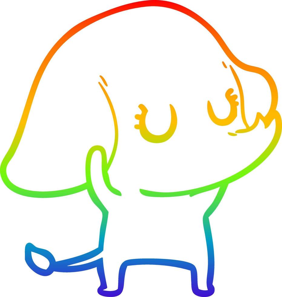 arcobaleno gradiente linea disegno simpatico cartone animato elefante vettore