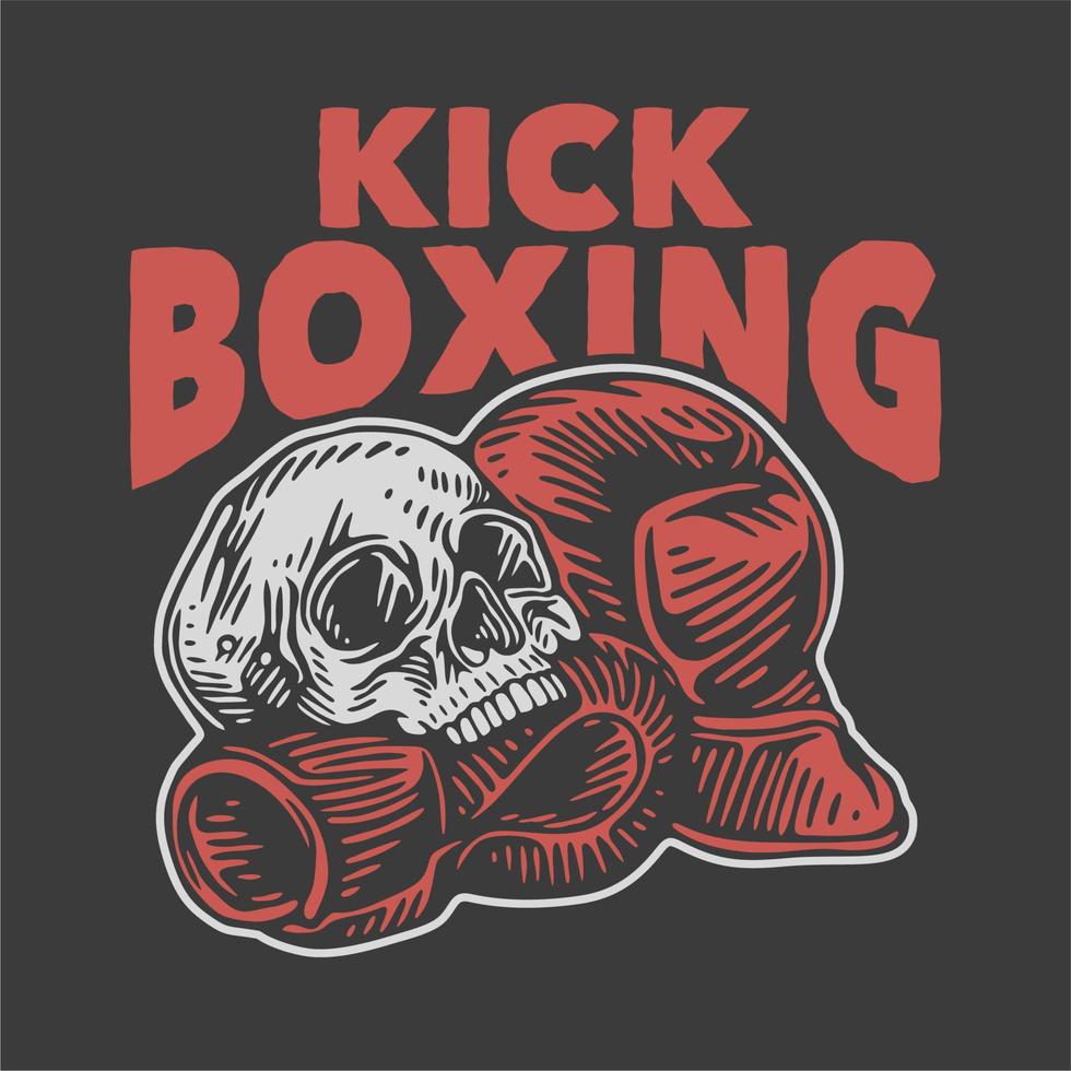 tipografia con slogan vintage kick boxing per il design della maglietta vettore