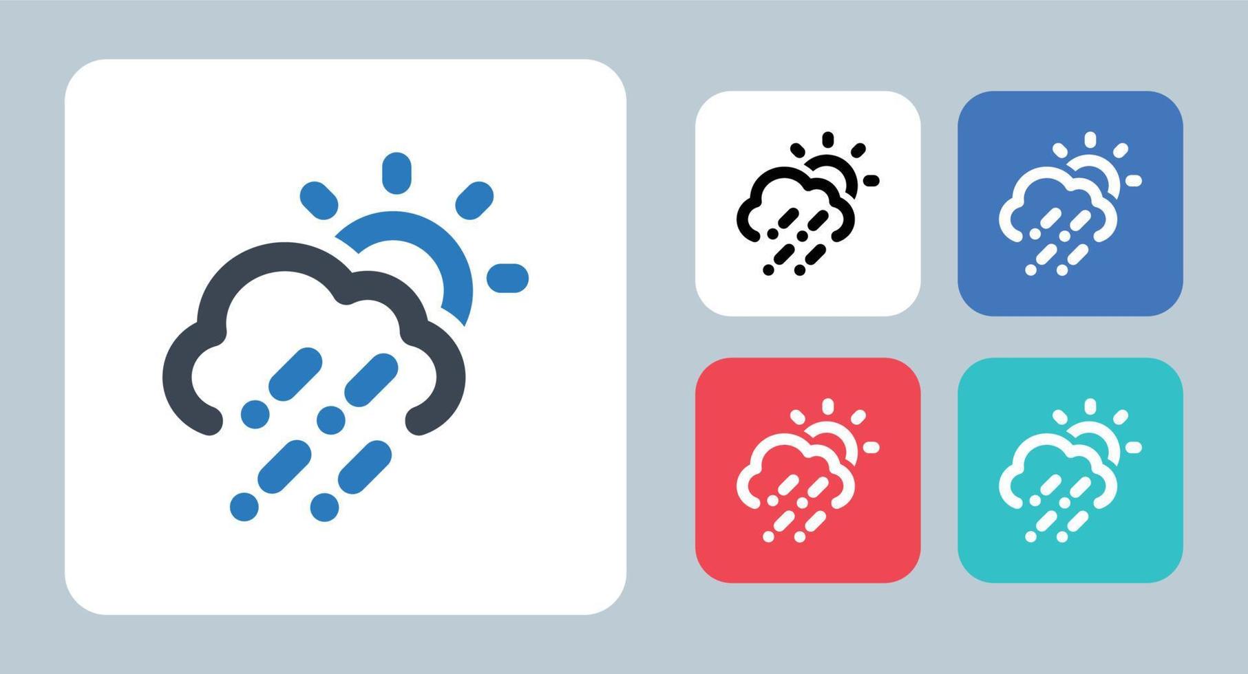 icona grandine - illustrazione vettoriale. grandine, pietre, pioggia, tempesta, nuvola, tempo, previsione, sole, giorno, clima, linea, contorno, piatto, icone. vettore