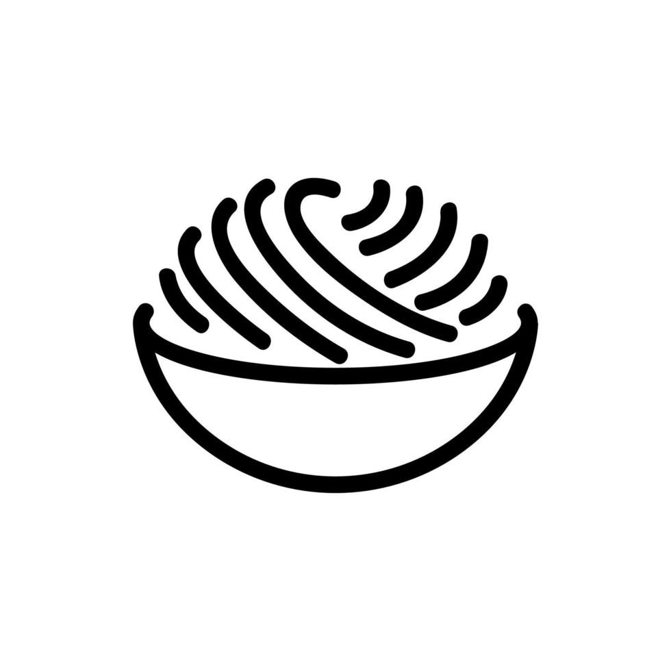 ciotola di tagliatelle di riso icona vettore illustrazione del profilo
