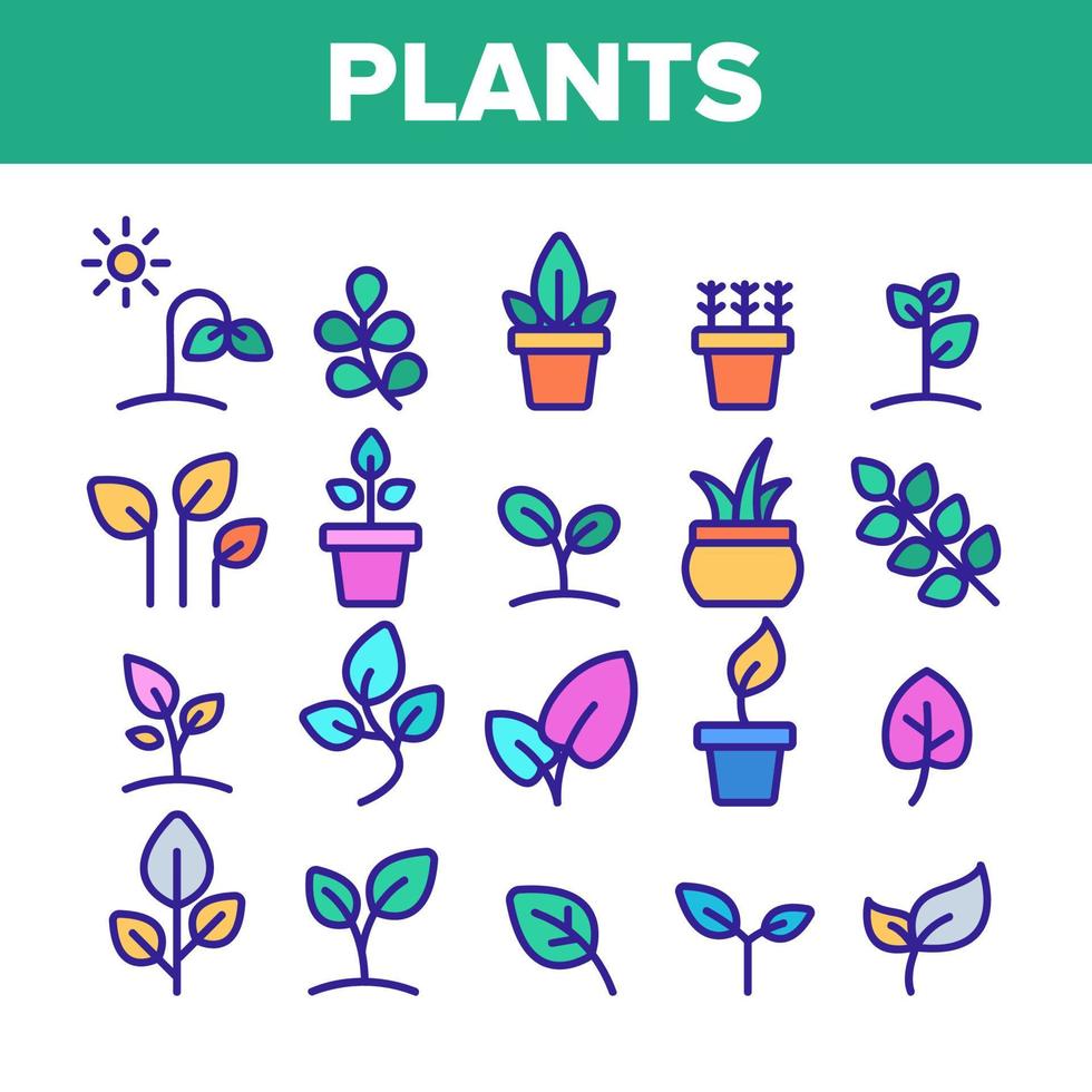 colore piante diverse segno icone imposta vettore