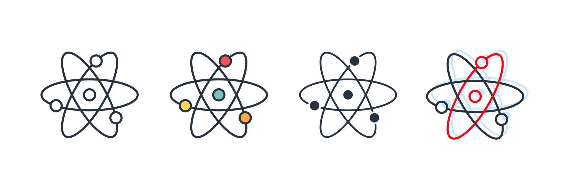 illustrazione vettoriale del logo dell'icona della fisica. modello di simbolo dell'atomo quantistico per la raccolta di grafica e web design