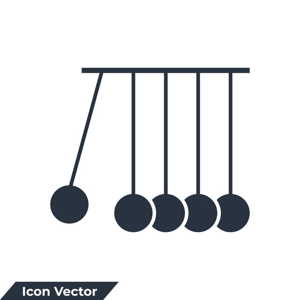 culla di newton, illustrazione vettoriale del logo dell'icona del pendolo. modello di simbolo cinetico per la raccolta di grafica e web design