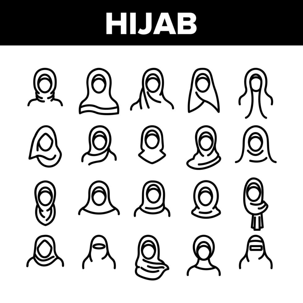 raccolta hijab elementi musulmani icone set vettoriale