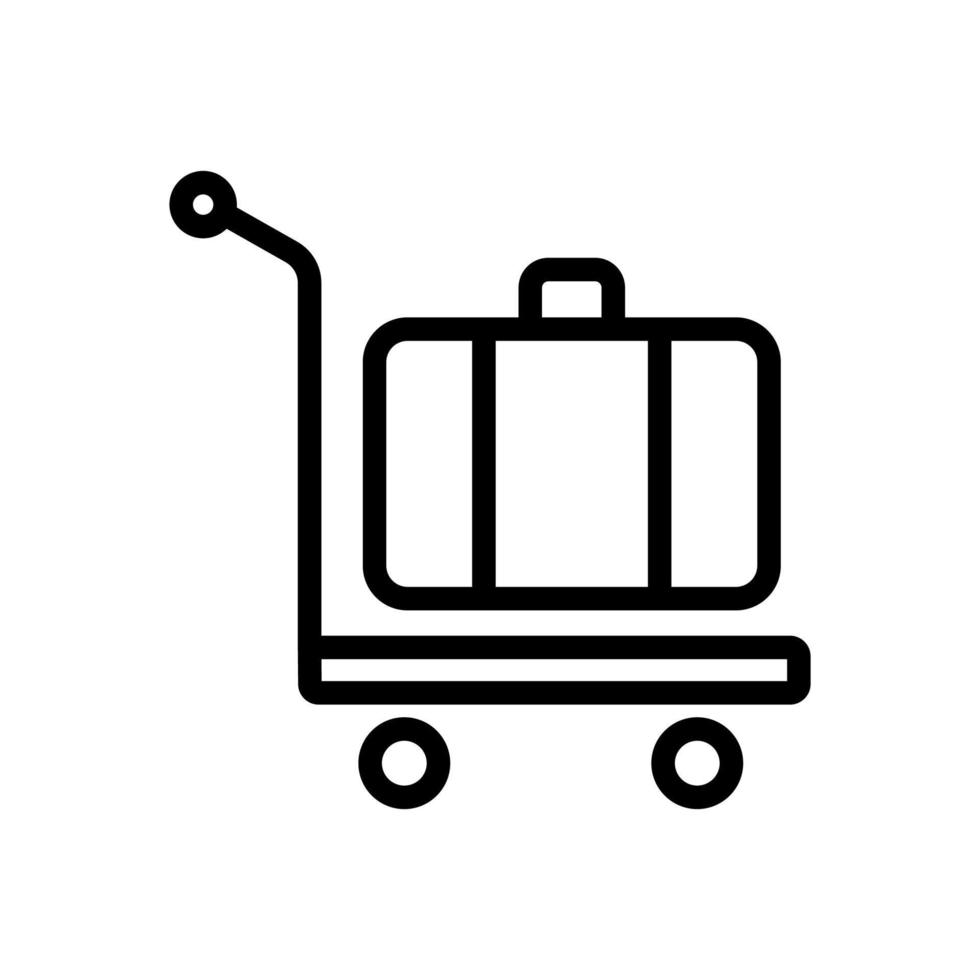 carrello a ruote manuale con illustrazione del profilo vettoriale dell'icona della valigia