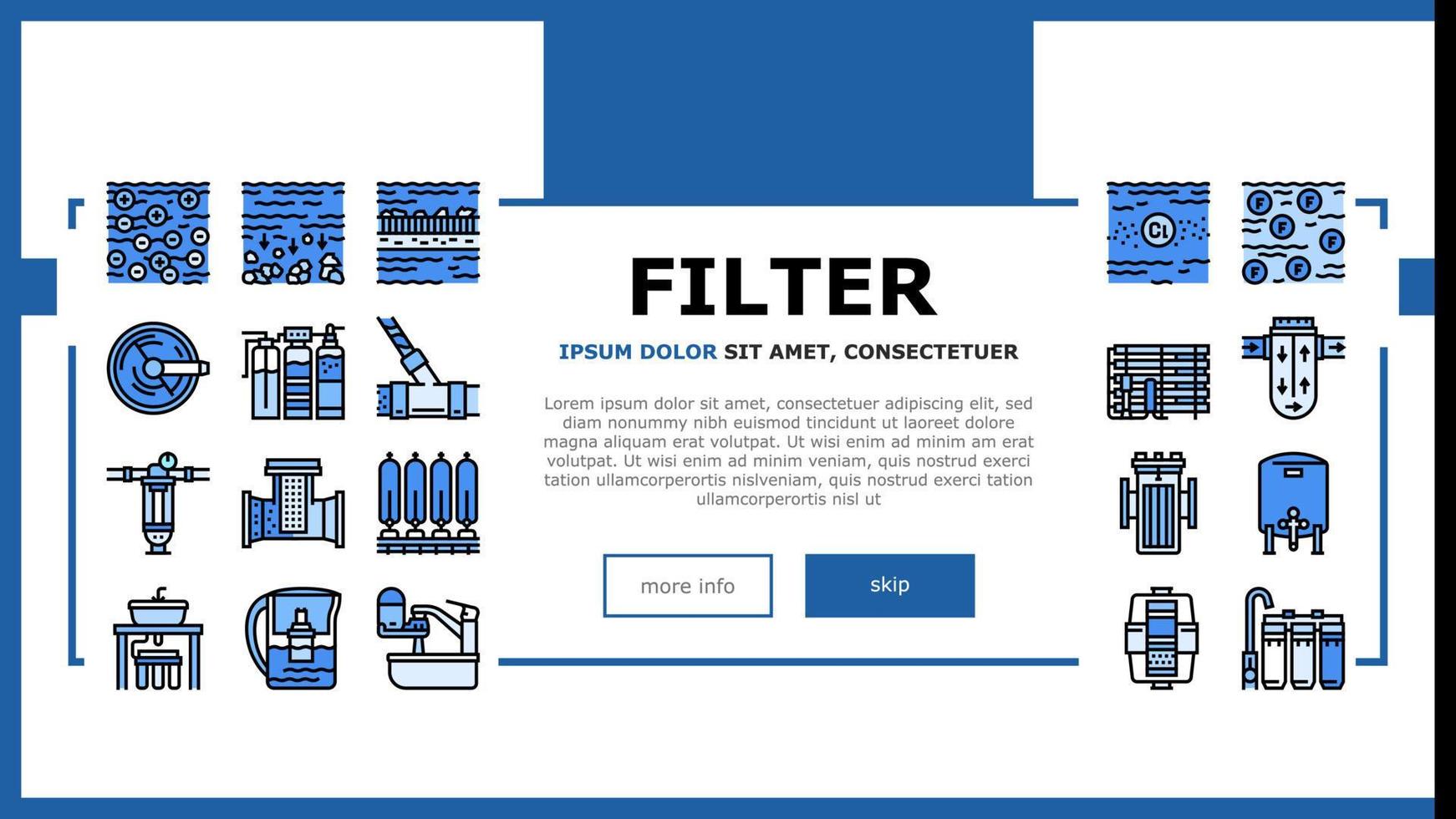 vettore dell'intestazione di atterraggio dell'attrezzatura del filtro dell'acqua