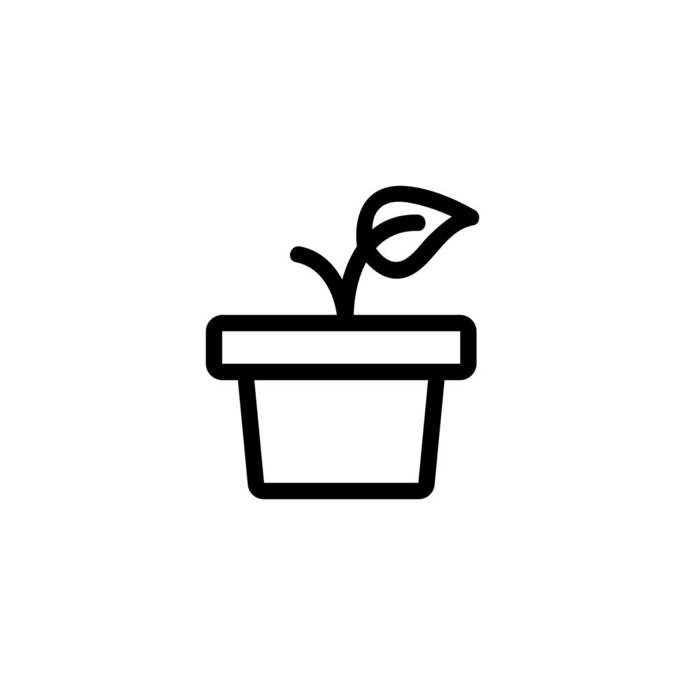 piccola pianta in vaso di fiori icona vettore illustrazione del profilo