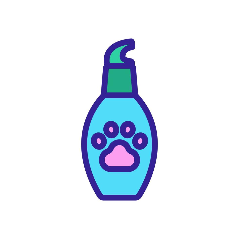 illustrazione del contorno vettoriale dell'icona della bottiglia di shampoo del sapone per il lavaggio degli animali