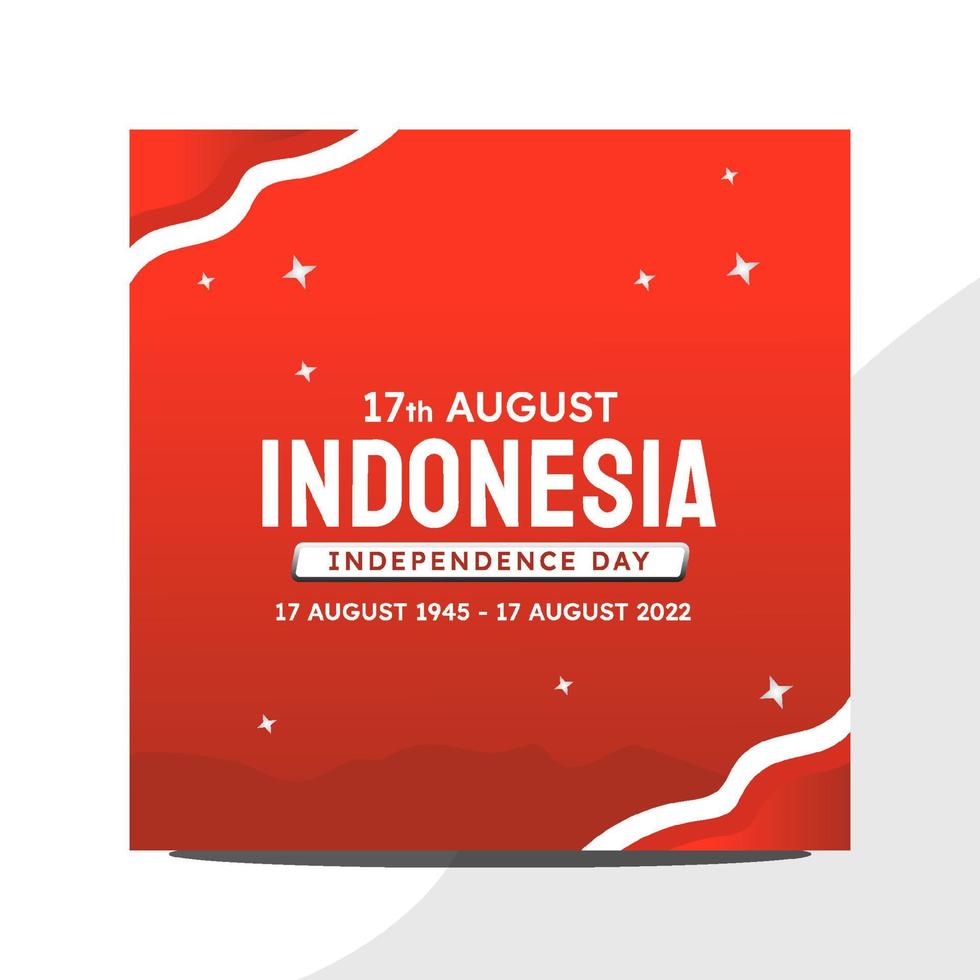 modello di post sui social media del giorno dell'indipendenza dell'indonesia 2022 vettore