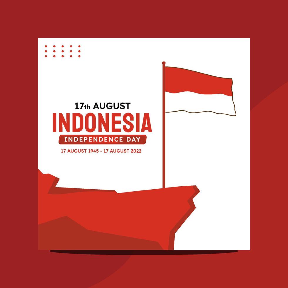 modello di post sui social media del giorno dell'indipendenza dell'indonesia 2022 vettore