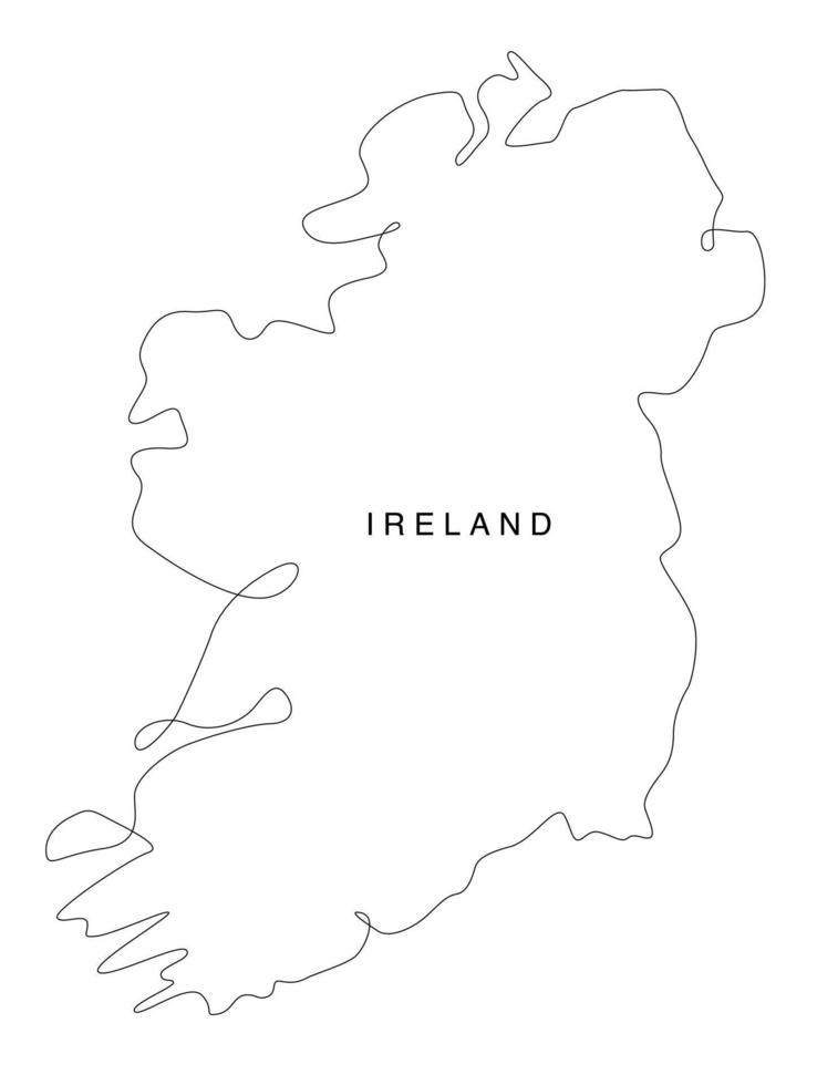 mappa dell'irlanda line art. mappa dell'Europa a linea continua. illustrazione vettoriale. contorno unico. vettore