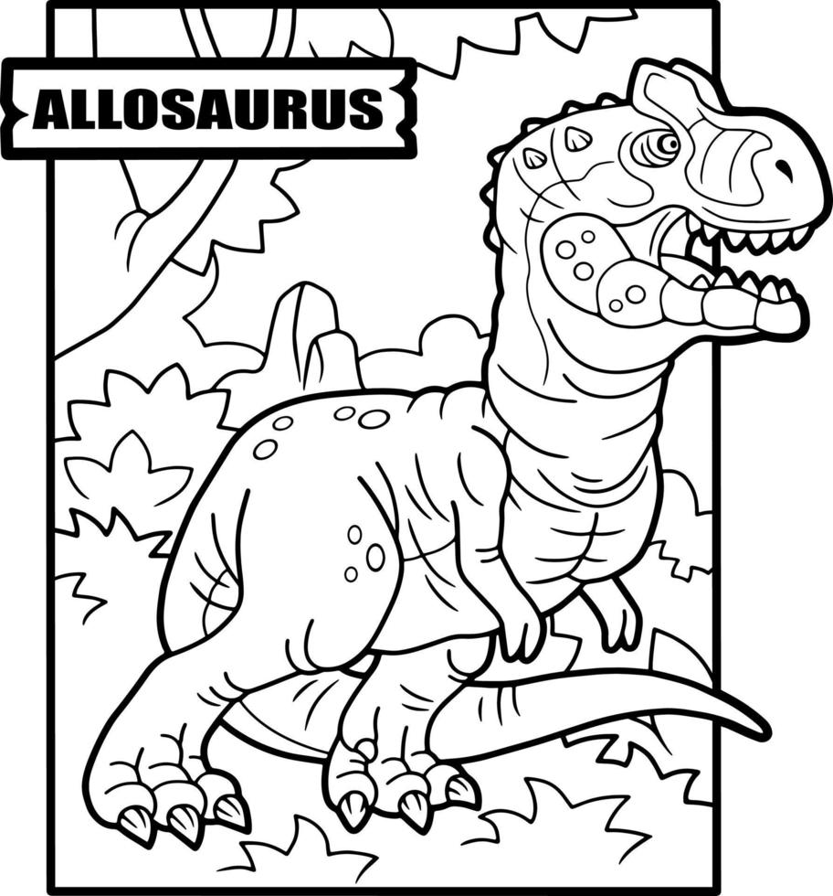 dinosauro preistorico, libro da colorare, illustrazione di contorno vettore