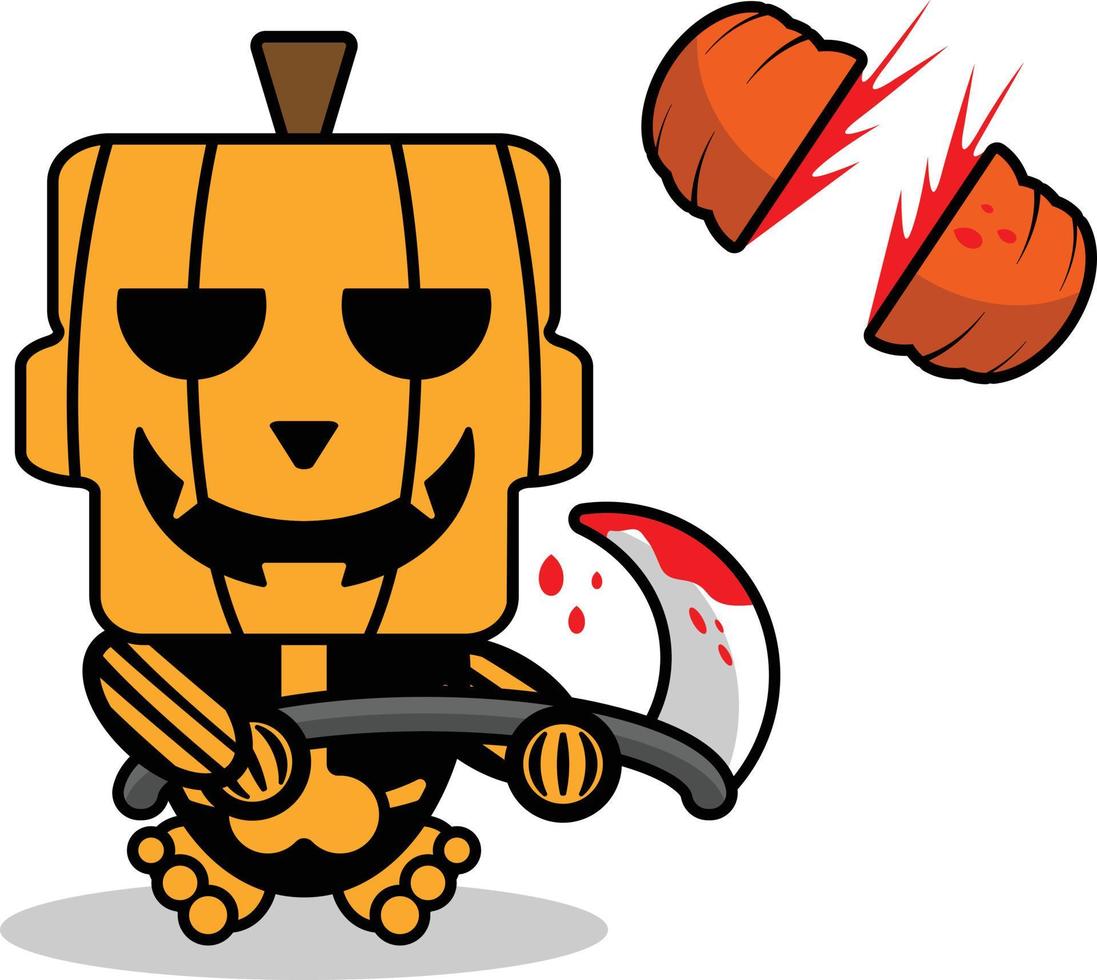 vettore cartone animato zucca mascotte carattere halloween carino teschio taglio cupo zucca