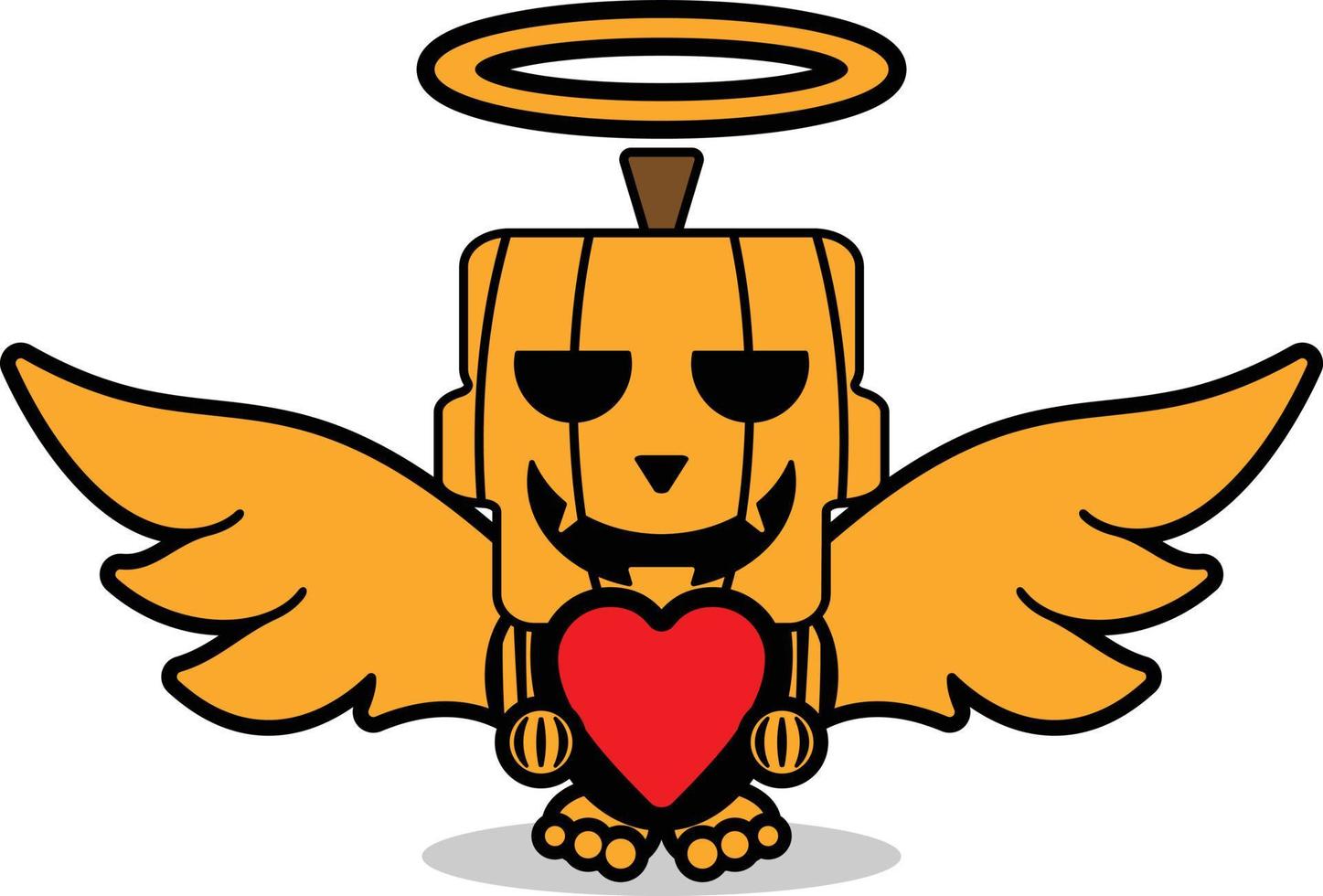 vettore cartone animato zucca mascotte carattere halloween carino teschio amore angelo